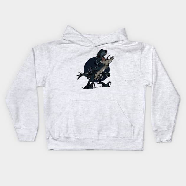 Night Fury: The Dinosaur in Blue and Black Kids Hoodie by WorldDinosaurs